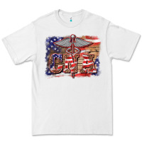 White patriotic nurse certified nurse  assistant medilcal symbol  background Premium Tee - BarkalooDesign