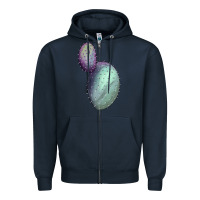 Navy opunthia santa rita cactus Zipper Hoodie - LillyAllenDesigns