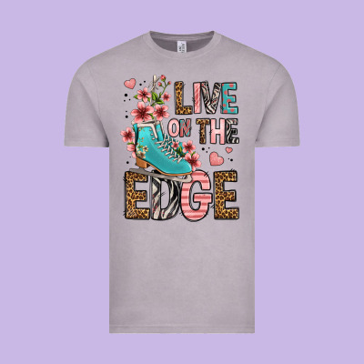 Live On The Edge Ice Skating Vintage Tee Designed By Fadigitalartstudio
