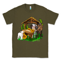 Army Green jesus holy night cows and sunflowers Classic Tee - AdoDesignShop