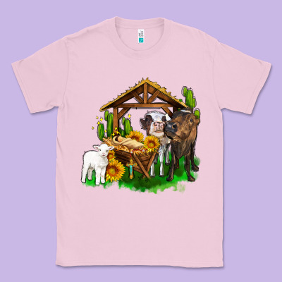 Jesus Holy Night Cows And Sunflowers Classic Tee Designed By Adodesignshop