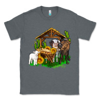 Charcoal Heather jesus holy night cows and sunflowers Classic Tee - AdoDesignShop