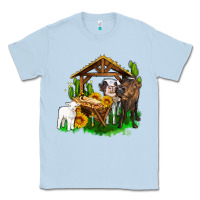 Dusty Blue jesus holy night cows and sunflowers Classic Tee - AdoDesignShop