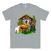 Heather Grey jesus holy night cows and sunflowers Classic Tee - AdoDesignShop
