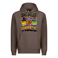 Coffee halloween vibes smiley face Premium Hoodie - BarkalooDesign