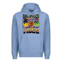 Colony Blue halloween vibes smiley face Premium Hoodie - BarkalooDesign