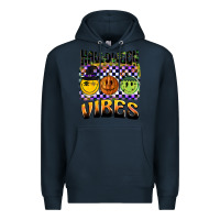 Navy halloween vibes smiley face Premium Hoodie - BarkalooDesign