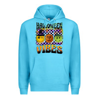 Ocean Blue halloween vibes smiley face Premium Hoodie - BarkalooDesign