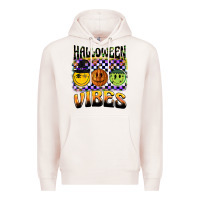Pale Pink halloween vibes smiley face Premium Hoodie - BarkalooDesign
