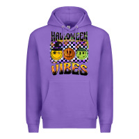 Purple halloween vibes smiley face Premium Hoodie - BarkalooDesign