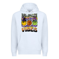 White halloween vibes smiley face Premium Hoodie - BarkalooDesign