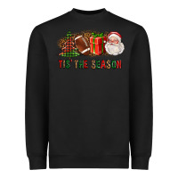 Black Tis The Season Christmas With Football And Santa Heavyweight Sweatshirt - FaDigitalArtStudio