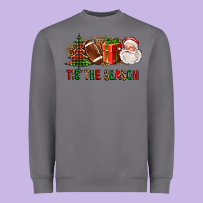 Tis The Season Christmas With Football And Santa Heavyweight Sweatshirt Designed By Fadigitalartstudio
