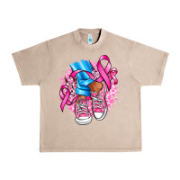French Oak cancer ribbon pink converse and flowers Urban Heavy Tee - AdoDesignShop