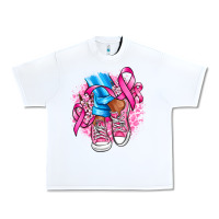White cancer ribbon pink converse and flowers Urban Heavy Tee - AdoDesignShop