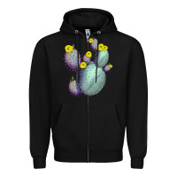 Black Opunthia Santa Rita Cacti Zipper Hoodie - LillyAllenDesigns