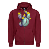 Burgundy Opunthia Santa Rita Cacti Zipper Hoodie - LillyAllenDesigns