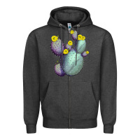 Charcoal Heather Opunthia Santa Rita Cacti Zipper Hoodie - LillyAllenDesigns