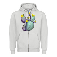 Dove Grey Opunthia Santa Rita Cacti Zipper Hoodie - LillyAllenDesigns