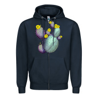 Navy Opunthia Santa Rita Cacti Zipper Hoodie - LillyAllenDesigns