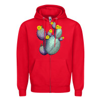 Red Opunthia Santa Rita Cacti Zipper Hoodie - LillyAllenDesigns