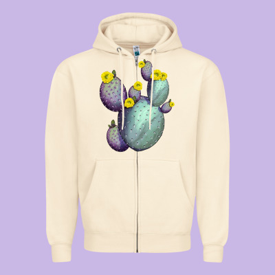 Opunthia Santa Rita Cacti Zipper Hoodie Designed By Lillyallendesigns