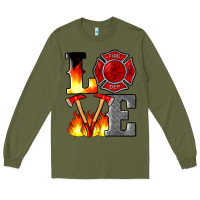 Army Green firefighter love Long Sleeve Tee - Artiststas