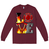 Burgundy firefighter love Long Sleeve Tee - Artiststas
