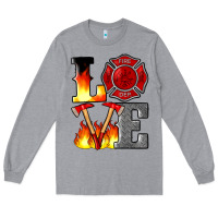 Heather Grey firefighter love Long Sleeve Tee - Artiststas