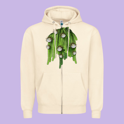 Selenicereus Cactus Zipper Hoodie Designed By Lillyallendesigns