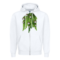 White Selenicereus Cactus Zipper Hoodie - LillyAllenDesigns