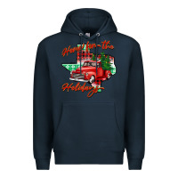 Navy home for the holidays texas Premium Hoodie - BarkalooDesign