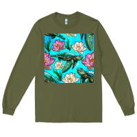 Army Green sea turtle seamless pattern Long Sleeve Tee - BundleAndBundleShop