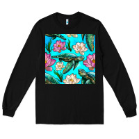 Black sea turtle seamless pattern Long Sleeve Tee - BundleAndBundleShop