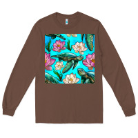 Chestnut sea turtle seamless pattern Long Sleeve Tee - BundleAndBundleShop