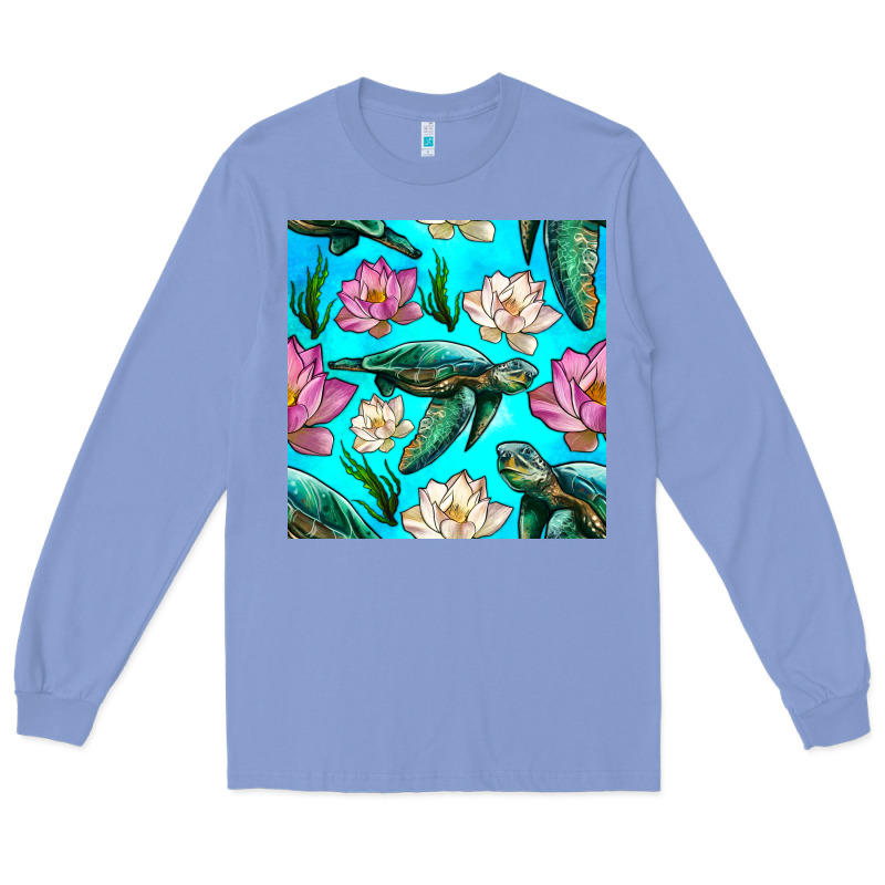 Sea Turtle Seamless Pattern Long Sleeve Tee by BundleAndBundleShop | Teevron