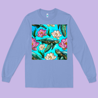 Sea Turtle Seamless Pattern Long Sleeve Tee Designed By Bundleandbundleshop