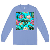 Colony Blue sea turtle seamless pattern Long Sleeve Tee - BundleAndBundleShop