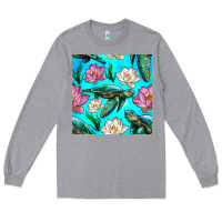 Heather Grey sea turtle seamless pattern Long Sleeve Tee - BundleAndBundleShop