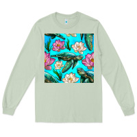 Matcha sea turtle seamless pattern Long Sleeve Tee - BundleAndBundleShop