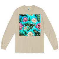 Mushroom sea turtle seamless pattern Long Sleeve Tee - BundleAndBundleShop