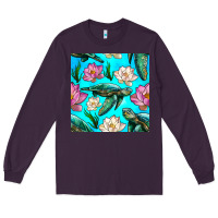 Plum sea turtle seamless pattern Long Sleeve Tee - BundleAndBundleShop