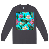 Smoke sea turtle seamless pattern Long Sleeve Tee - BundleAndBundleShop