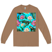 Toasted Coconut sea turtle seamless pattern Long Sleeve Tee - BundleAndBundleShop