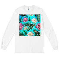 White sea turtle seamless pattern Long Sleeve Tee - BundleAndBundleShop