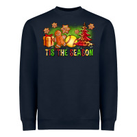 Navy Tis The Season Christmas With Softball And Gingerbread Man Heavyweight Sweatshirt - FaDigitalArtStudio
