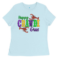 Baby Blue happy mardi gras with lobster Ladies Tee - AdoDesignShop