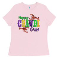 Bubblegum Pink happy mardi gras with lobster Ladies Tee - AdoDesignShop