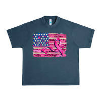 American Flag And  Cancer Ribbon Pattern Urban Heavy Tee | Teevron