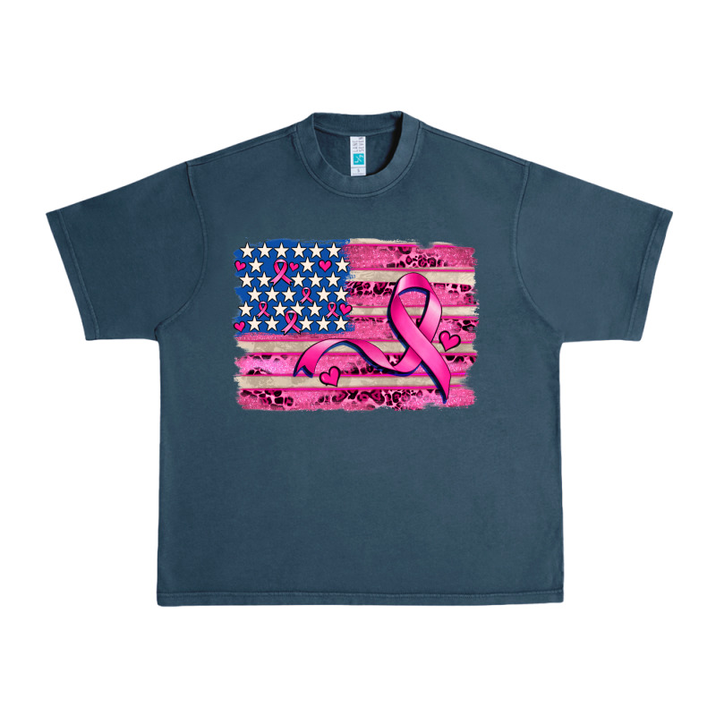 American Flag And  Cancer Ribbon Pattern Urban Heavy Tee by AdoDesignShop | Teevron